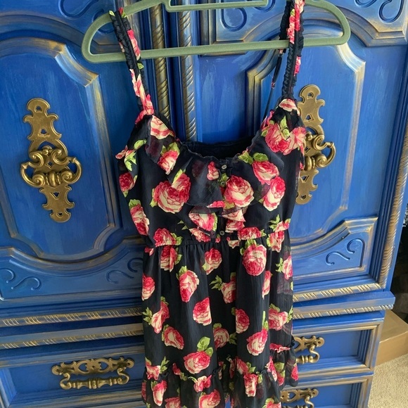 ABERCROMBIE & FITCH Floral Sundress Navy SZ Medium Floral Print - Picture 1 of 4